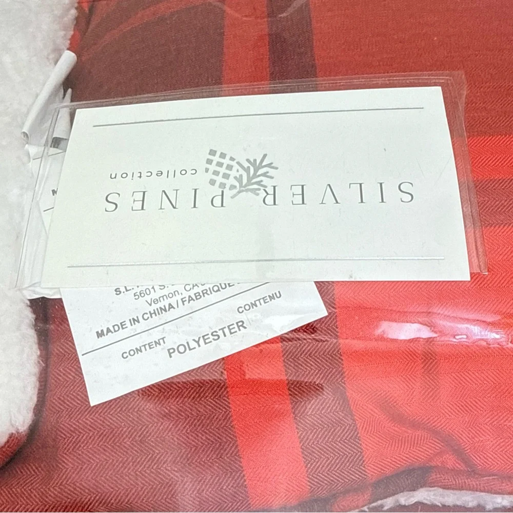 Silver Pines Queen 5pc Comforter Set Red Buffalo Plaid Sherpa Reversible NEW